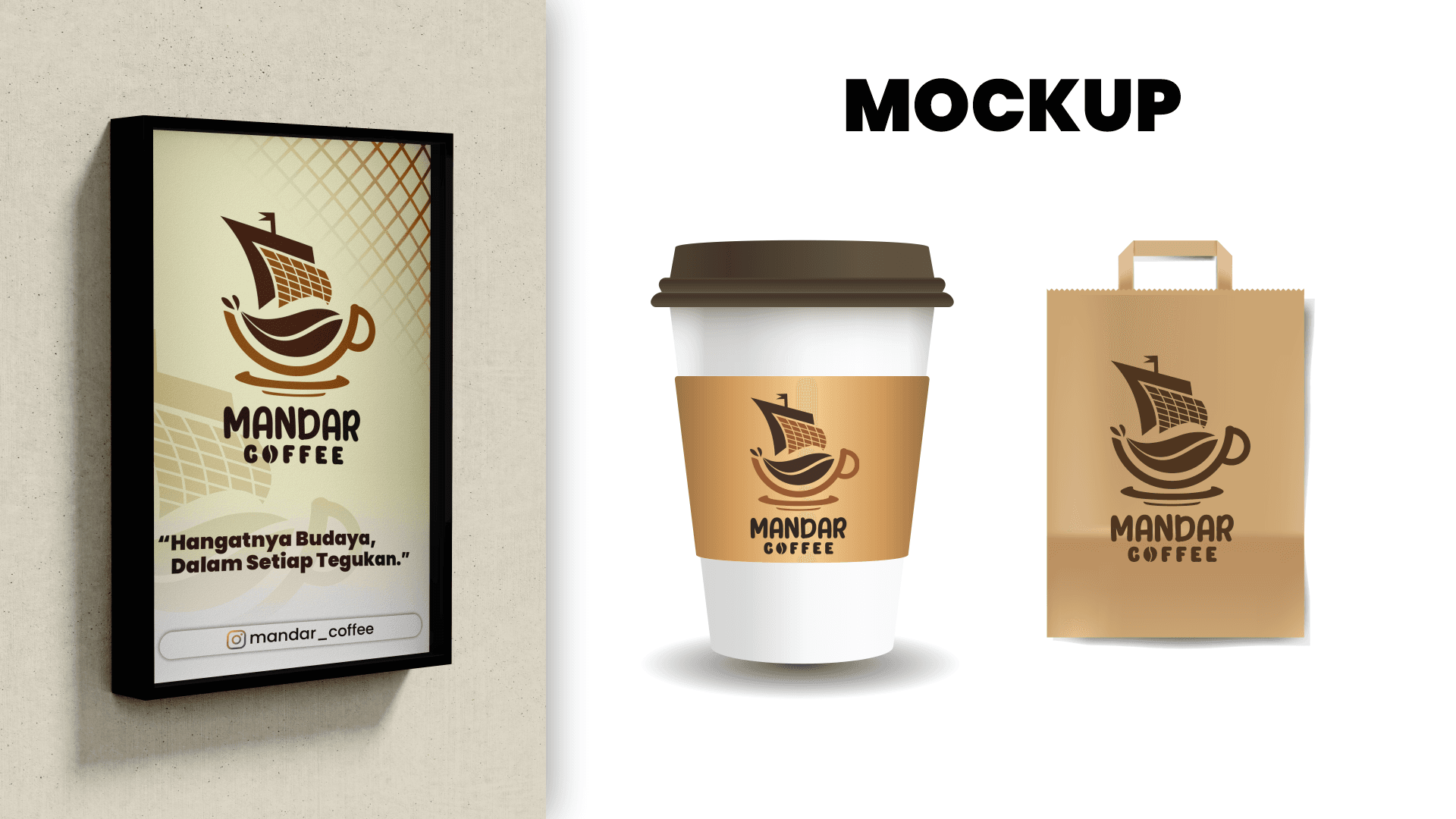 Identitas Jenama & Mockup Visual Mandar Kopi