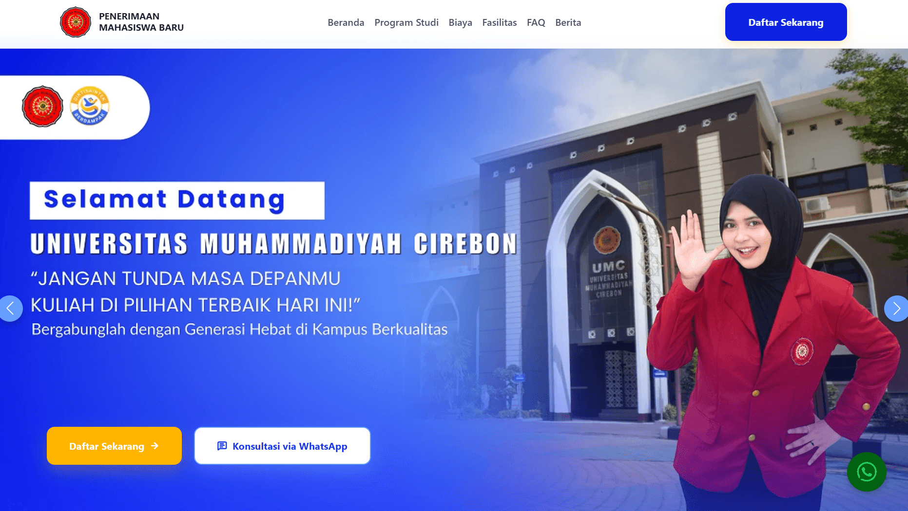 Desain Antarmuka & Prototipe Web PMB UMC di Figma